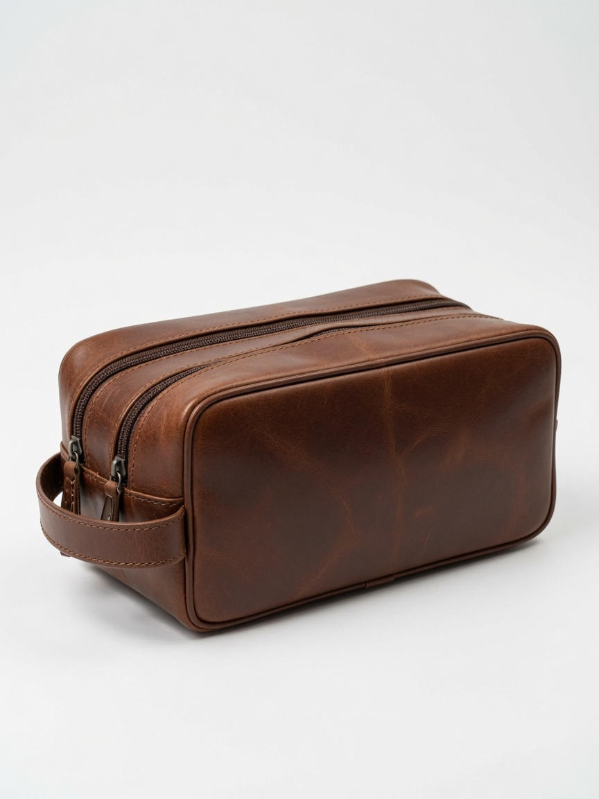 Cow Hide Full Grain hig quality genuine lether toiletry bags brown-4