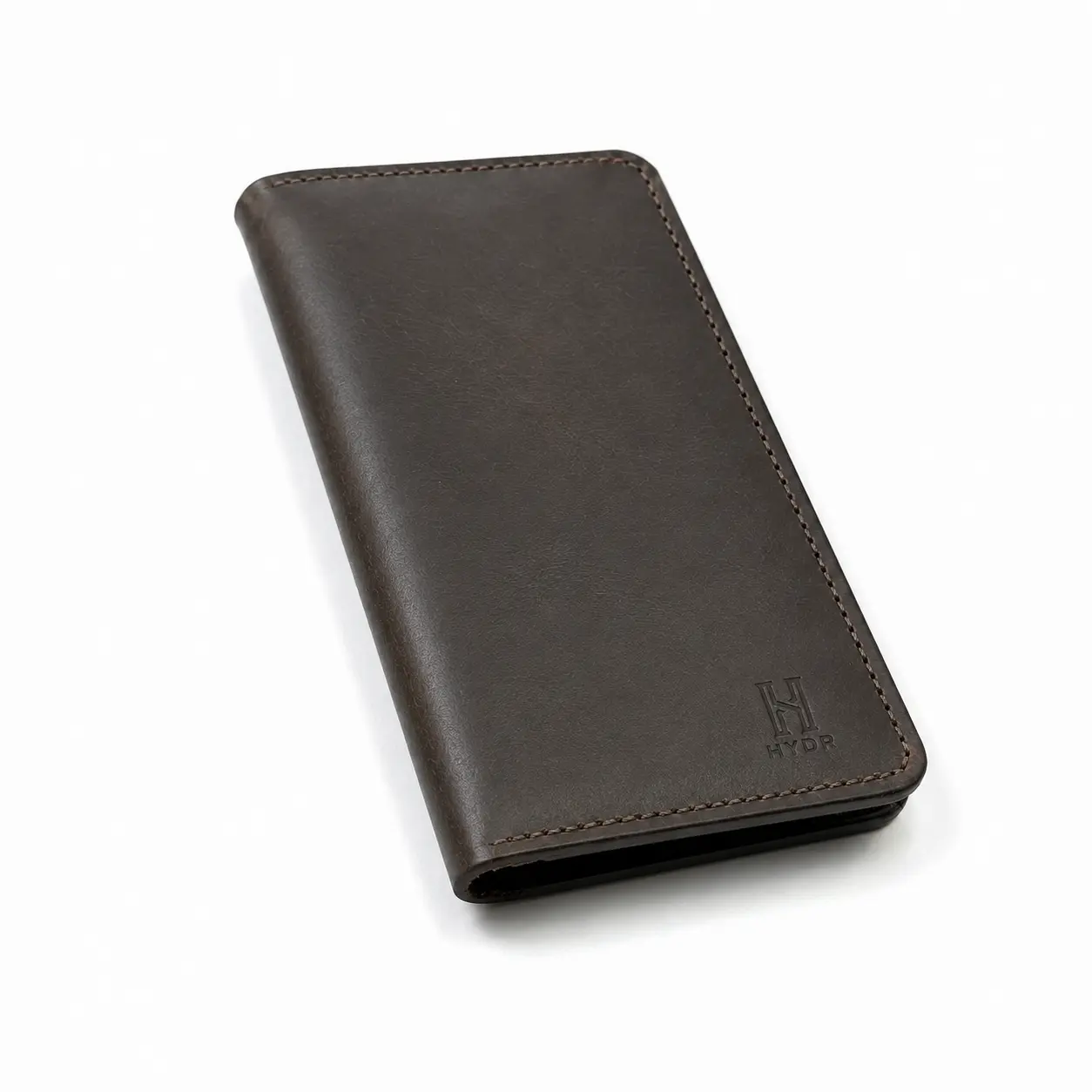 Full Grain Cow Hide Genuine Leather long wallet for men charcoal
