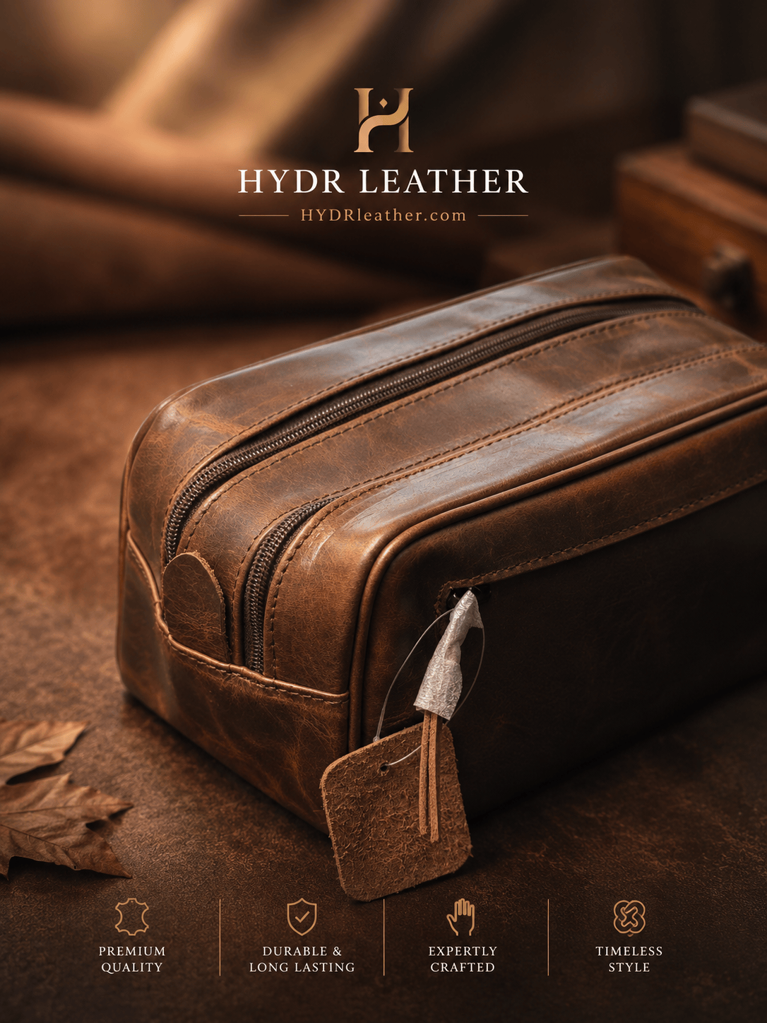 Full Grain Cow Hide Toiletry Bags